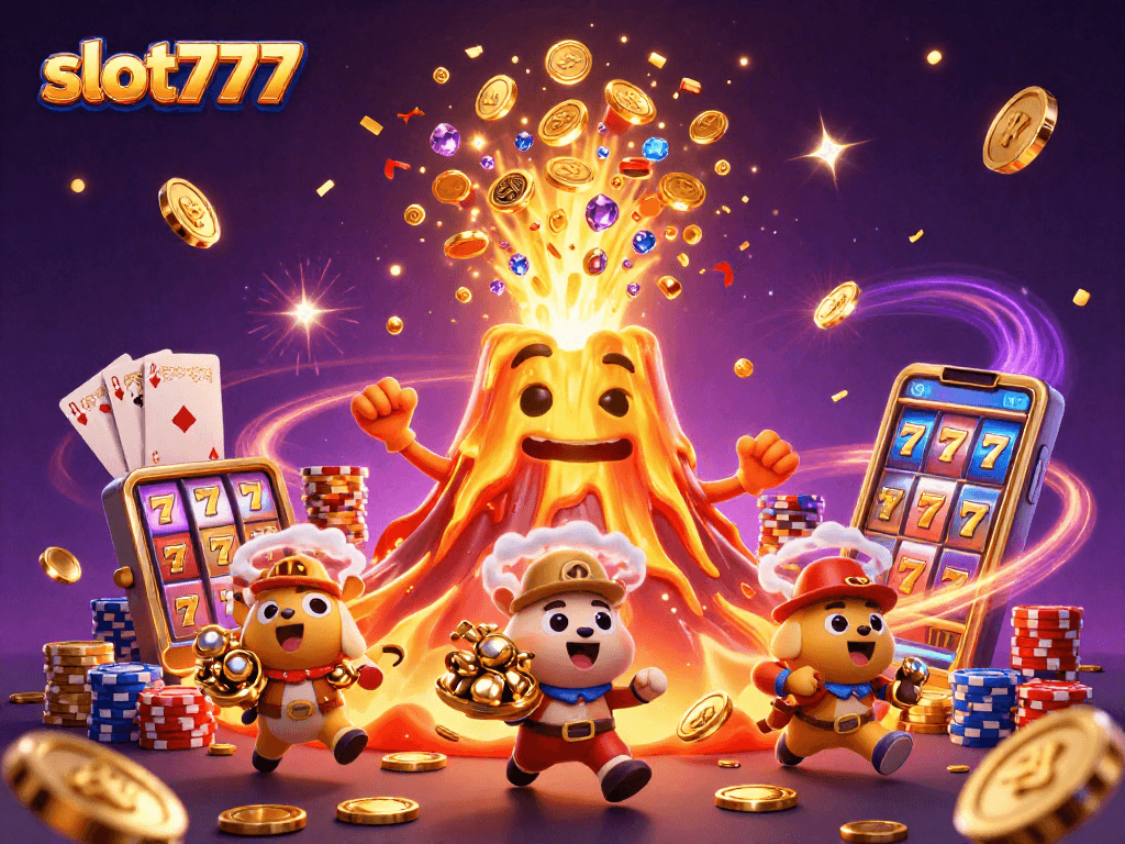 Slot777 mempersembahkan ledakan koin dan harta dalam ilustrasi 3D yang memukau.