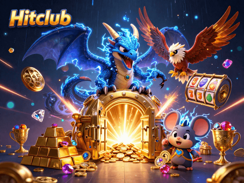 Hitclub illuminates the casino with dynamic symbols for winning chances like slots and treasures.