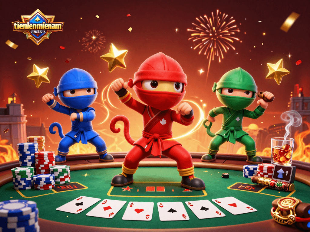 Engage in synchronized poker action with chameleon ninjas in the vibrant world of tienlenmiennam.
