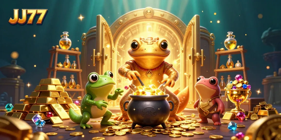 Play real money games on JJ77 with this captivating illustration of alchemy and gold.