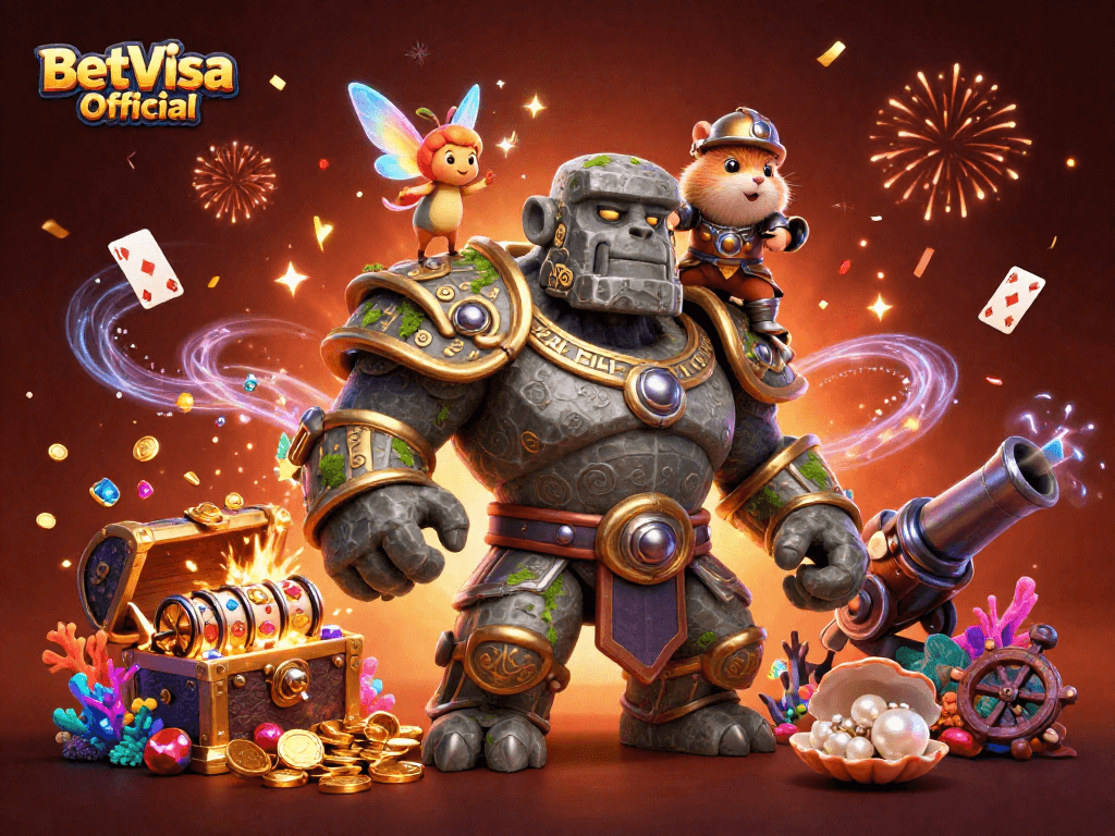 Unleash winning strategies with BetVisa Official in this vibrant 3D casino scene.