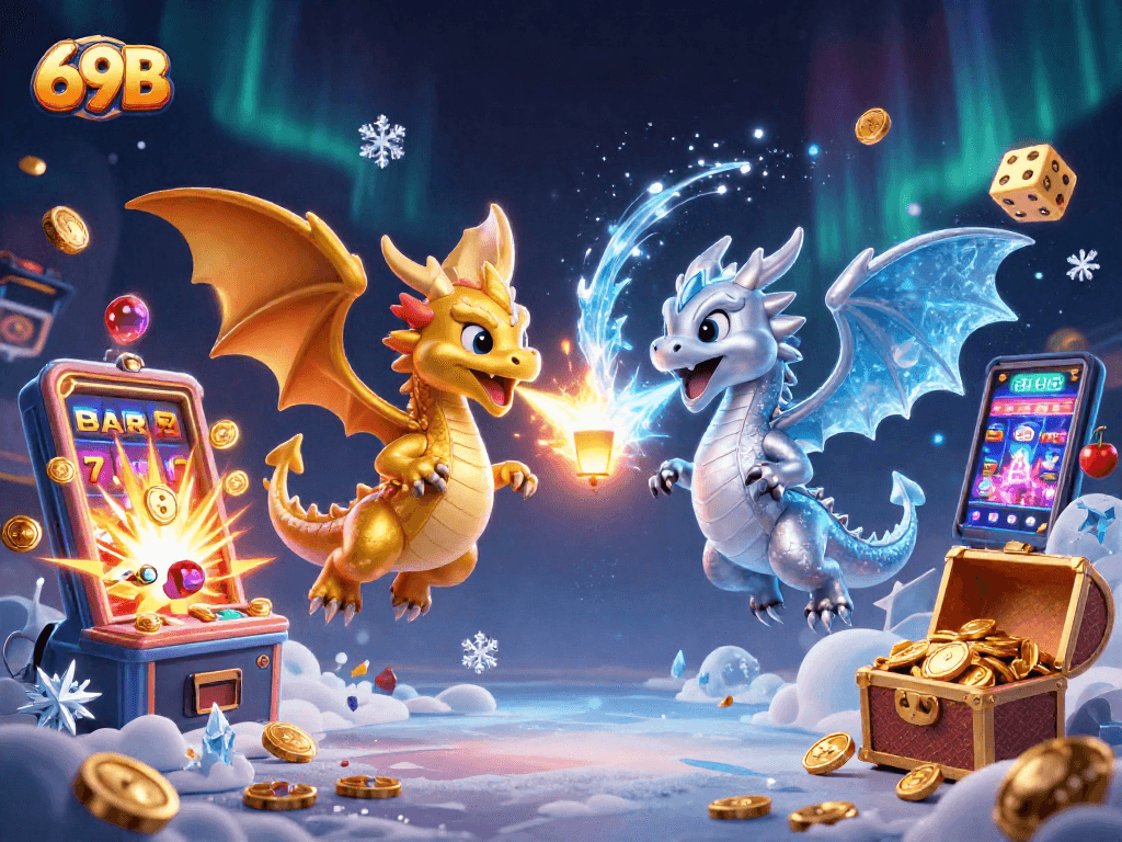 O casino virtual 69B ganha vida com dragões, caça-níqueis e prêmios luminosos.