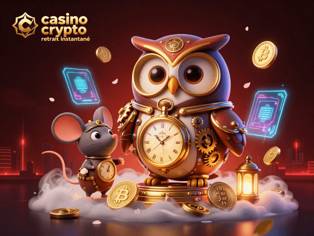 Les gains rapides dans un casino crypto retrait instantané, avec des éléments de blockchain et des pièces de crypto-monnaies.