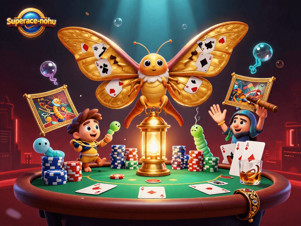 Play cards dynamically with superace-nohu while immersed in a vibrant casino scene.