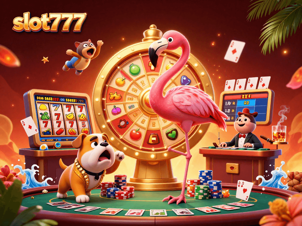 Engage in thrilling slot777 action with a vibrant game show scene featuring dazzling prizes.