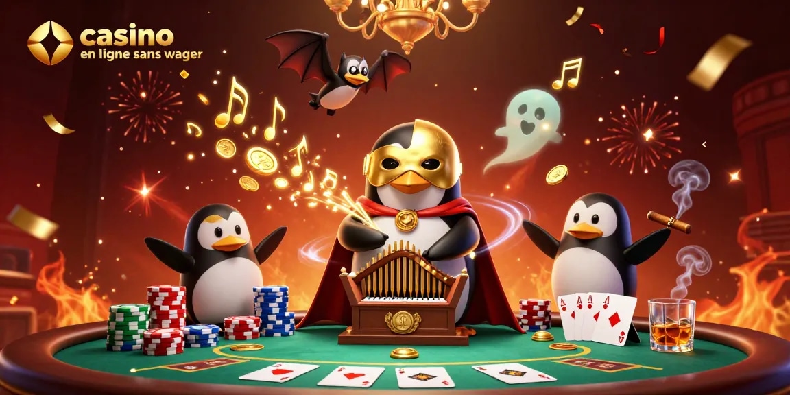 Jouez à un casino en ligne sans wager avec des personnages colorés et des éléments festifs.