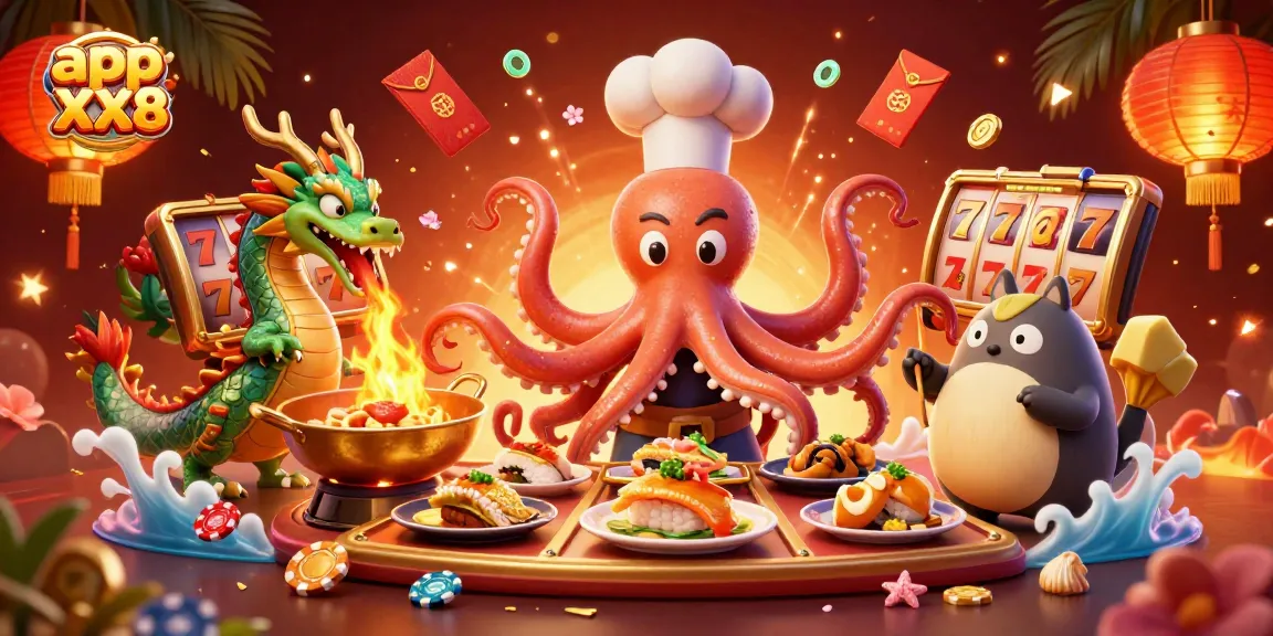 Play the app XX8 with unique characters in a vibrant casino scene filled with excitement.