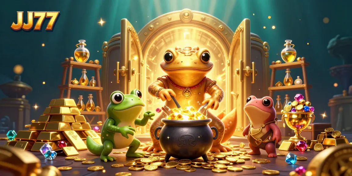 Play real money games on JJ77 with this captivating illustration of alchemy and gold.