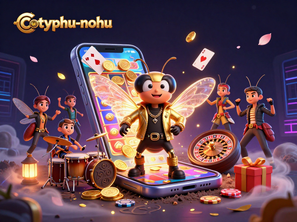 Cotyphu-nohu enhances gameplay excitement with a vibrant 3D casino rock star illustration.