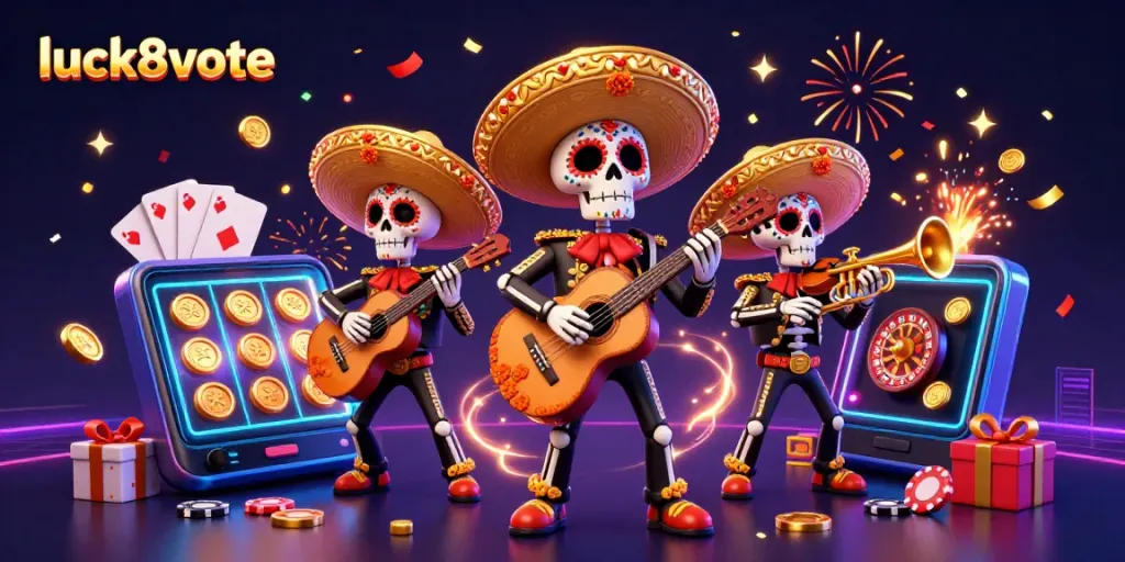 Spin slots with luck8vote and celebrate wins in a vibrant mariachis scene.