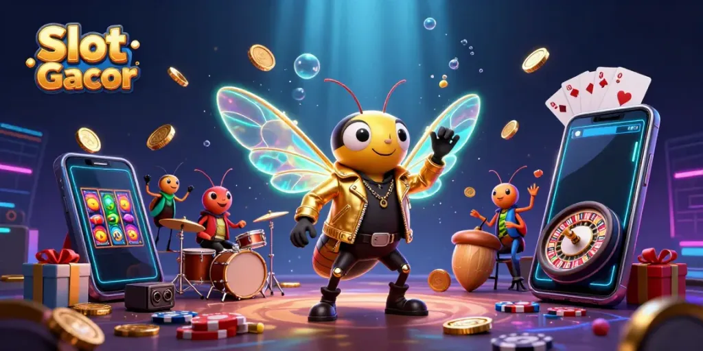 Menangkan Slot Gacor dengan cicada rock star dan elemen casino yang hidup.