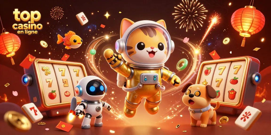Jouez aux meilleurs jeux au meilleur casino en ligne avec un chat astronaute et son chien robot.