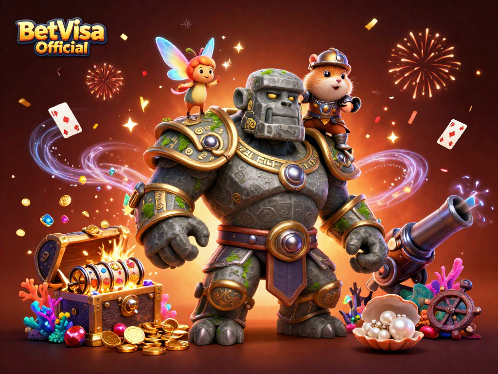 Unleash winning strategies with BetVisa Official in this vibrant 3D casino scene.