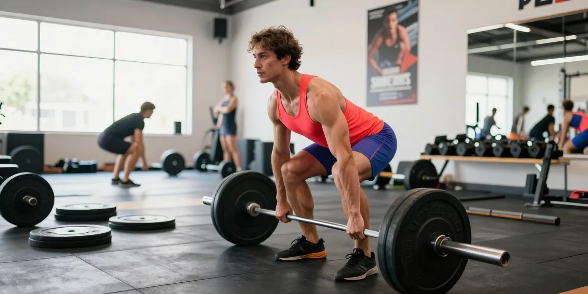 Astera Shop fitness atmosphere showcasing athlete performing deadlift in modern gym.