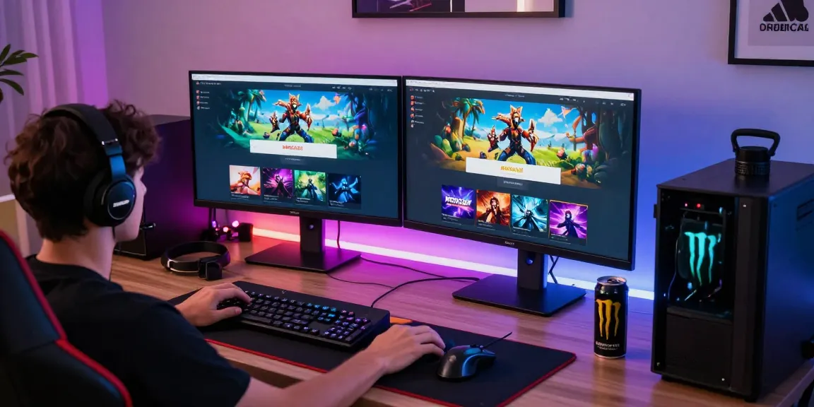 MPOCASH online gaming experience in modern home office, featuring multiple screens showcasing game selection and login interface.