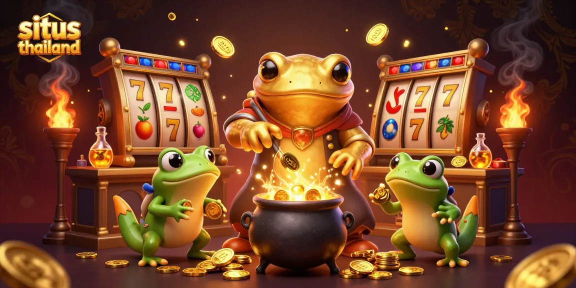 Engage with situs thailand, featuring lively scenes of slot reels and gold coins to elevate your gambling experience.
