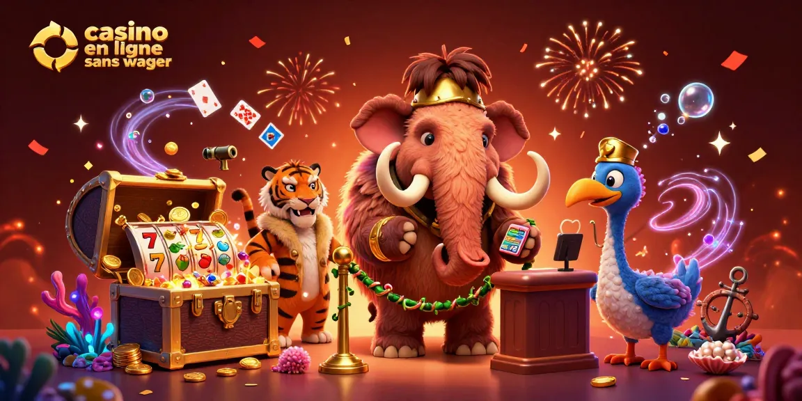 Image captivante d'un casino en ligne sans wager avec un mammouth gardien vérifiant les identités.