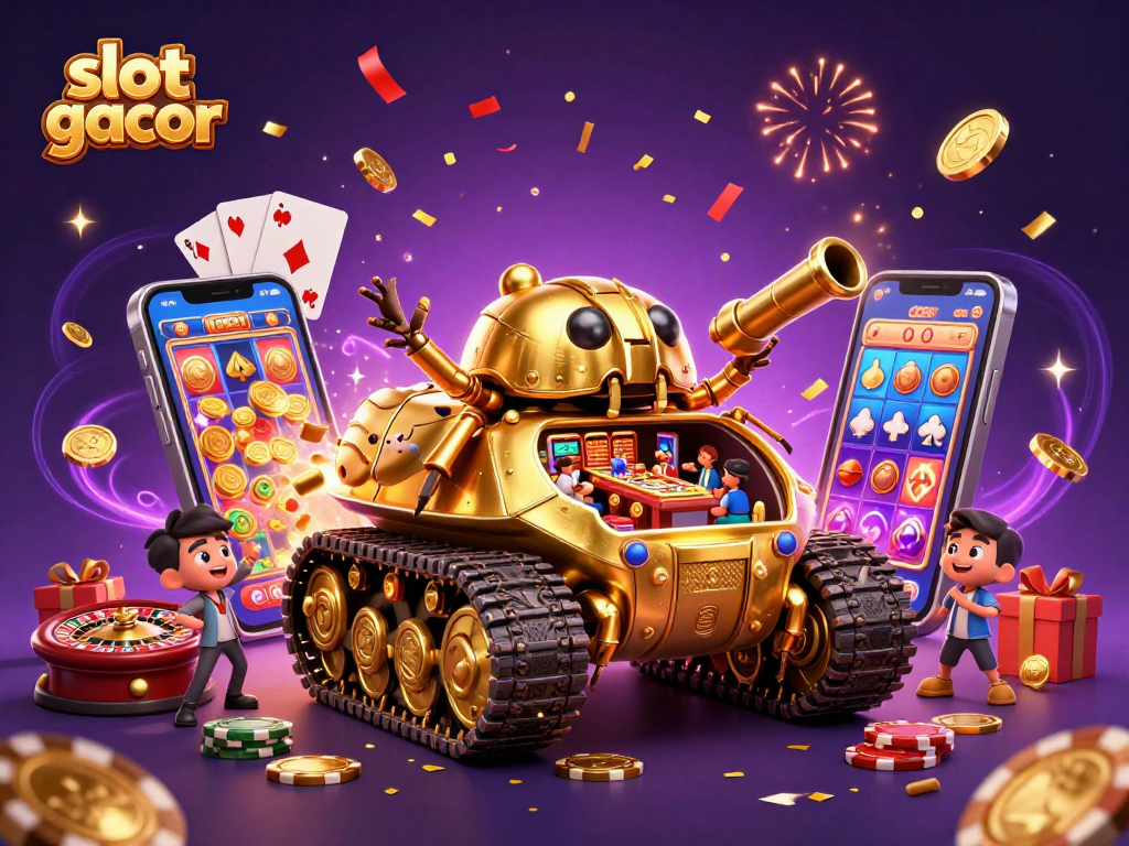 Engage with slot gacor thrills showcased in a vibrant casino scene bursting with excitement.