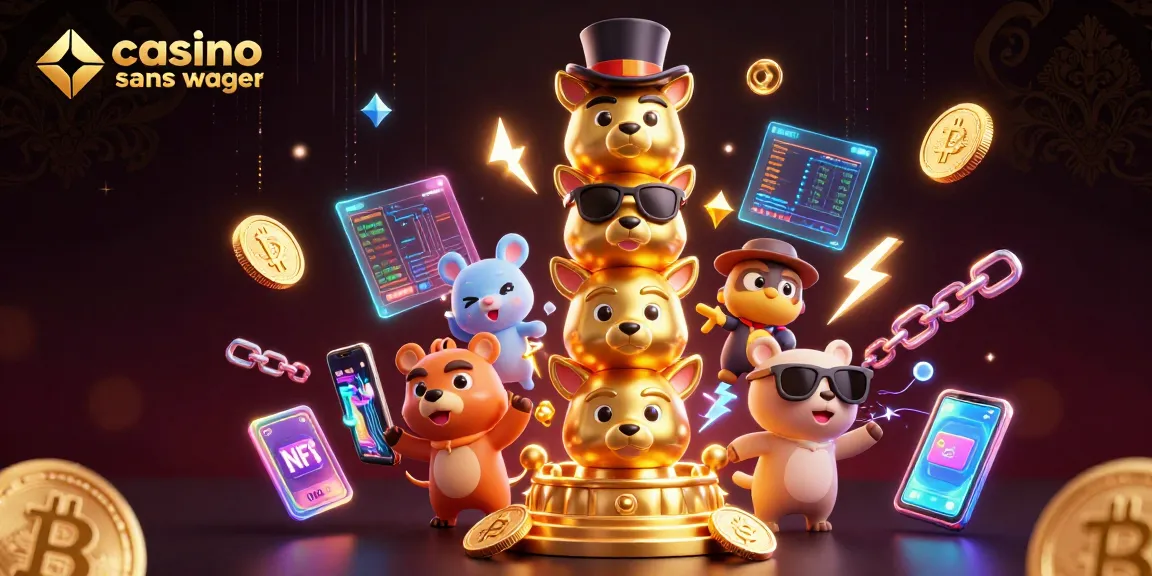 Jouer sur un casino en ligne sans wager avec des éléments dynamiques de crypto-monnaies et un totem animé.