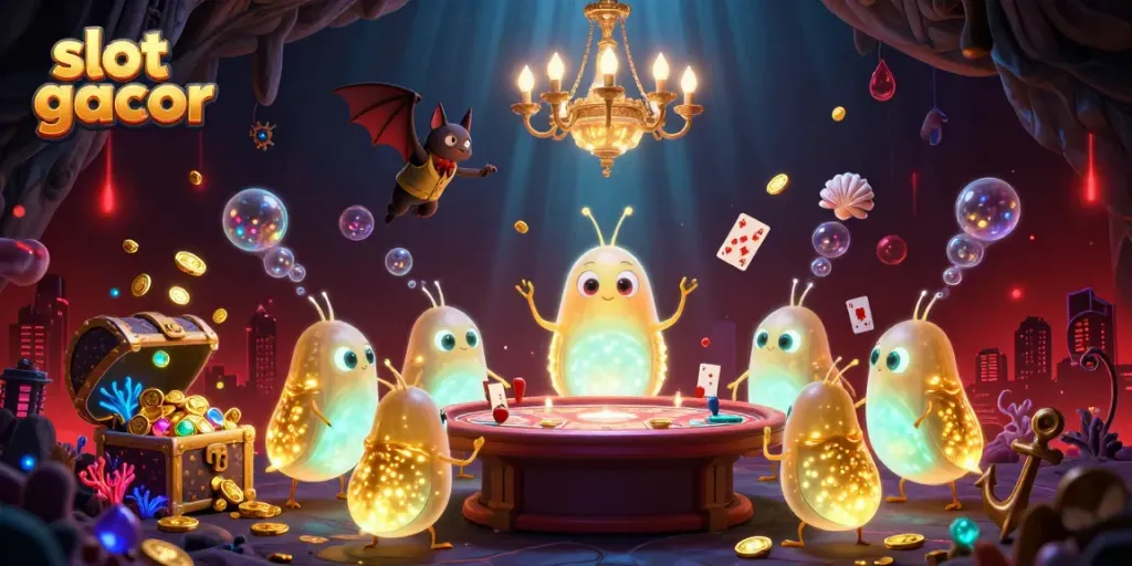 Experience the excitement of slot gacor games in a bioluminescent casino setting.