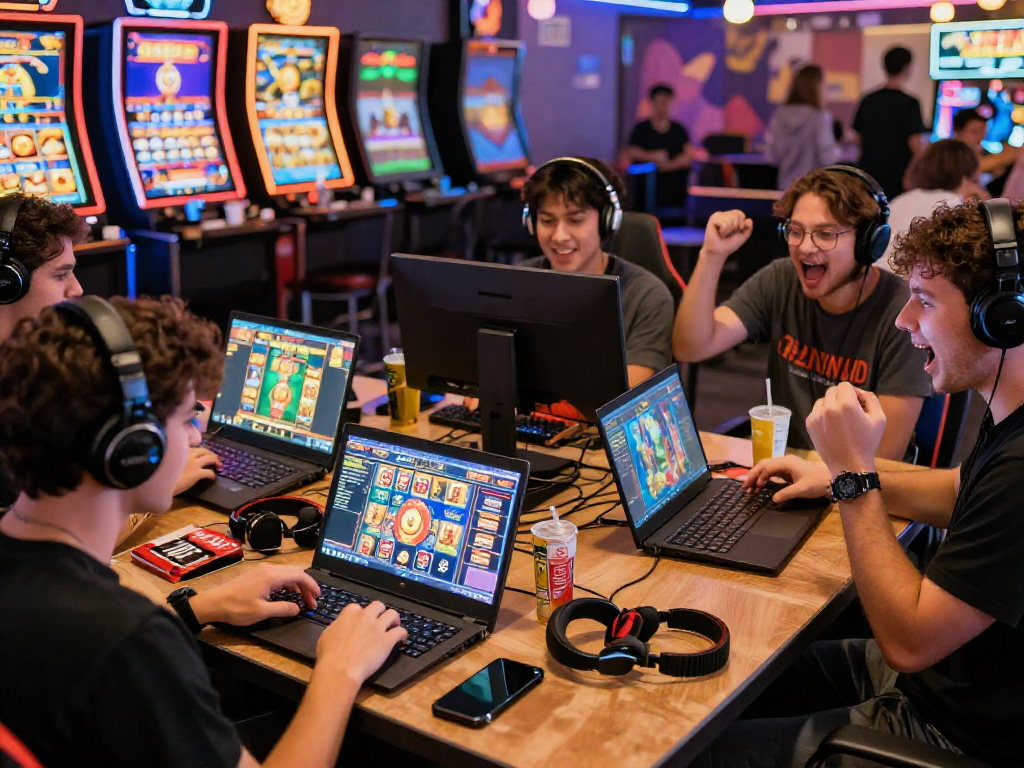 Exciting gaming atmosphere showcasing diverse players enjoying daftar toto 4d online casino slots.