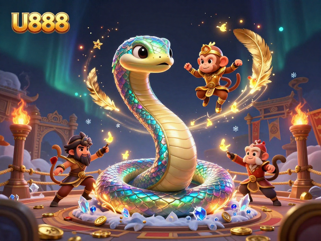 Experience thrilling gameplay at U888 with an epic clash among colorful characters and dynamic casino elements.
