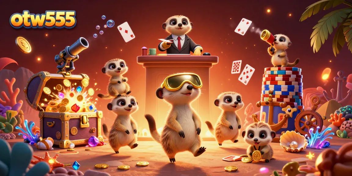 Experience otw555 excitement with meerkats running a vibrant casino operation filled with gems and treasures.