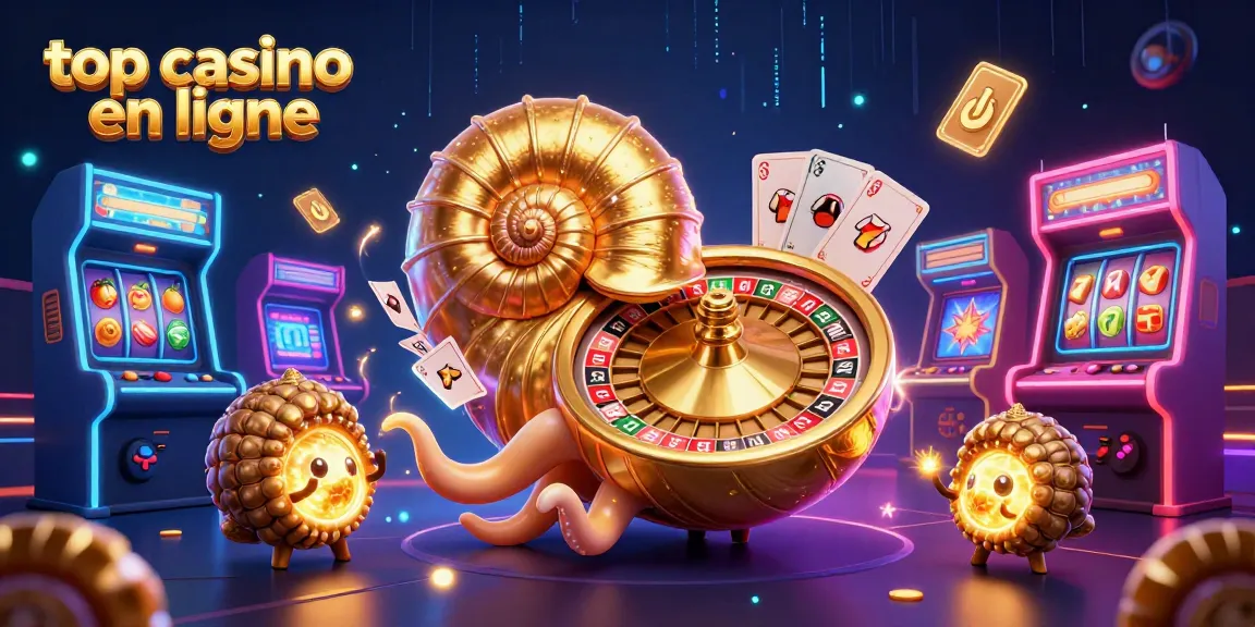Jeux captivants au top casino en ligne avec un nautilus et des machines à sous colorées.