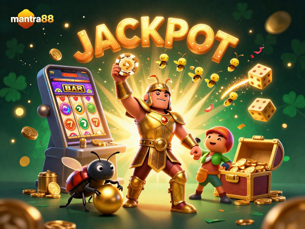 Experience the excitement of mantra88 as the victorious beetle celebrates winning with a jackpot explosion.