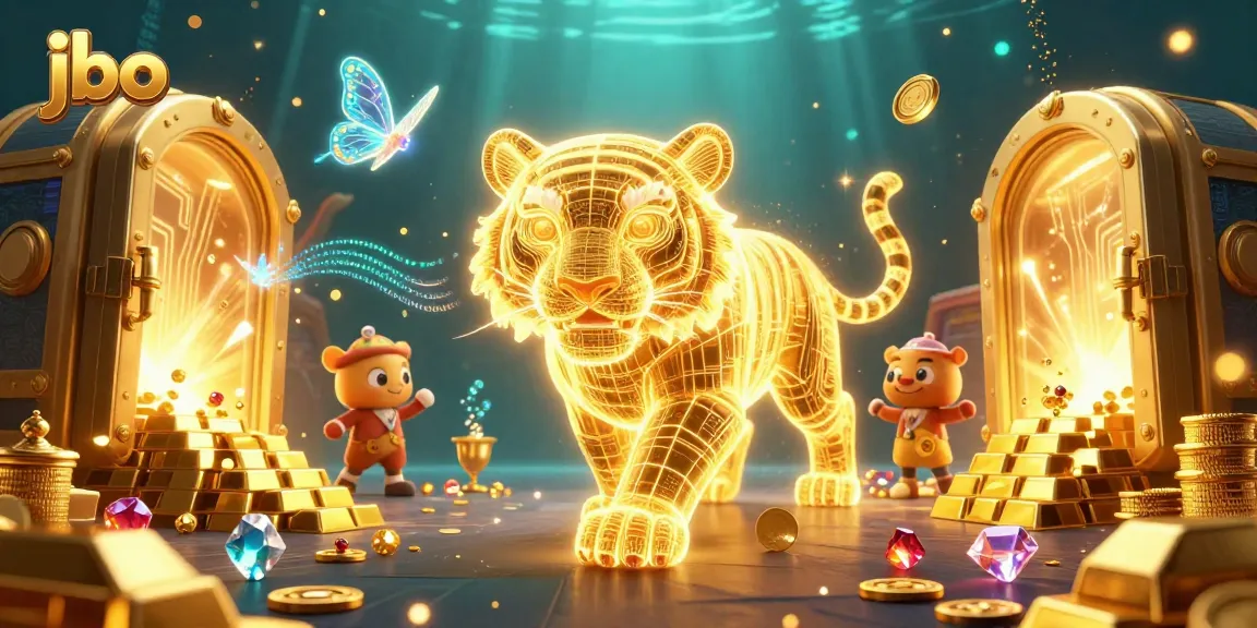 Experience winning strategies at jbo with a vibrant casino scene featuring a golden tiger and treasure elements.