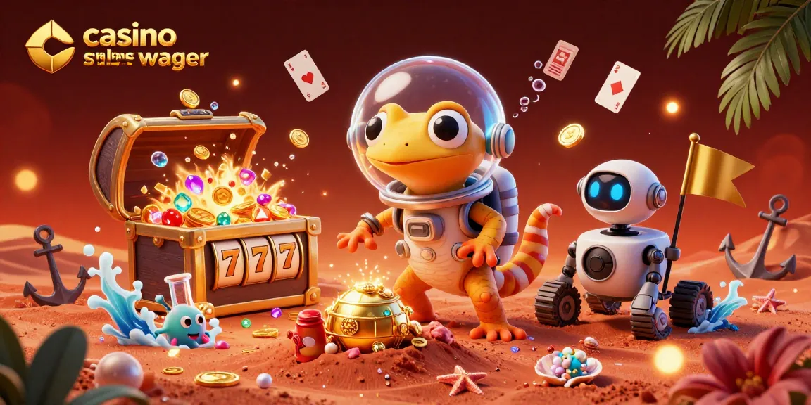 Casino en ligne sans wager : un gecko martien découvre un casino doré sur Mars.