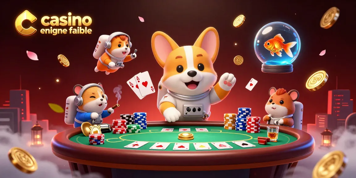 Casino en ligne fiable : Un corgi astronaute et des personnages immersifs jouent au poker dans une ambiance spatiale.