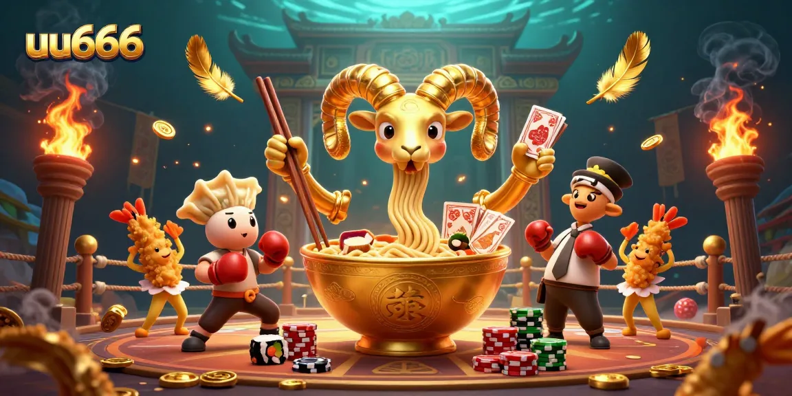 uu666 casino experience featuring colorful characters dealing cards and stacking chips amidst a vibrant gambling arena