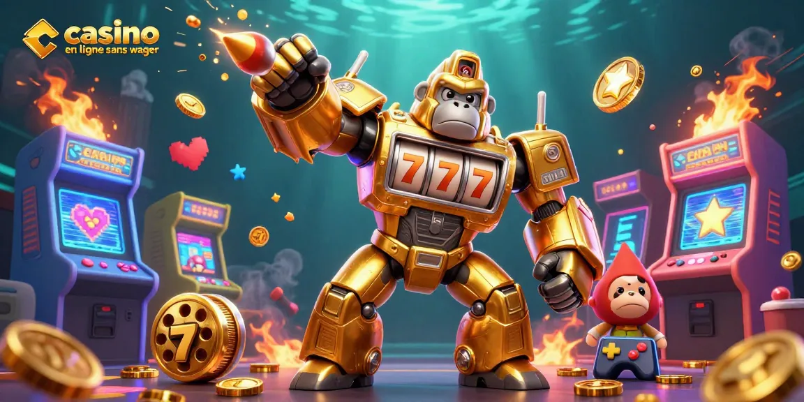 Explore le monde vibrant du casino en ligne sans wager avec des machines à sous dynamiques et un gorille doré.