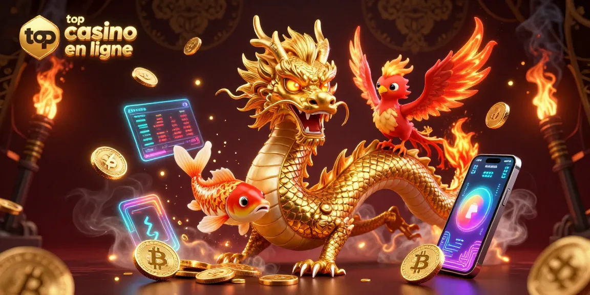 Découvrez le meilleur casino en ligne avec des dragons, des phénix et des pièces d'or dans une scène animée