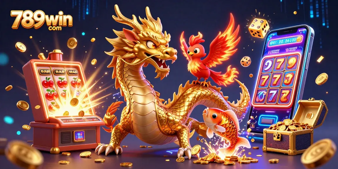Win big at 789win com in this vibrant 3D digital illustration showcasing exciting casino elements.