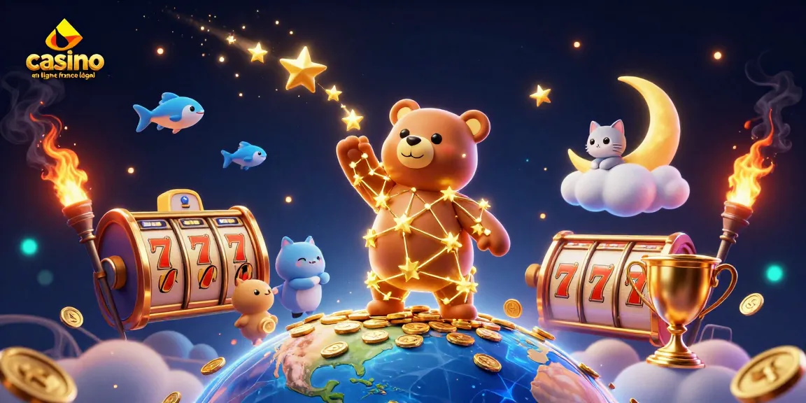Jouer au casino en ligne légal en France avec des éléments de jackpot et des étoiles d'or.