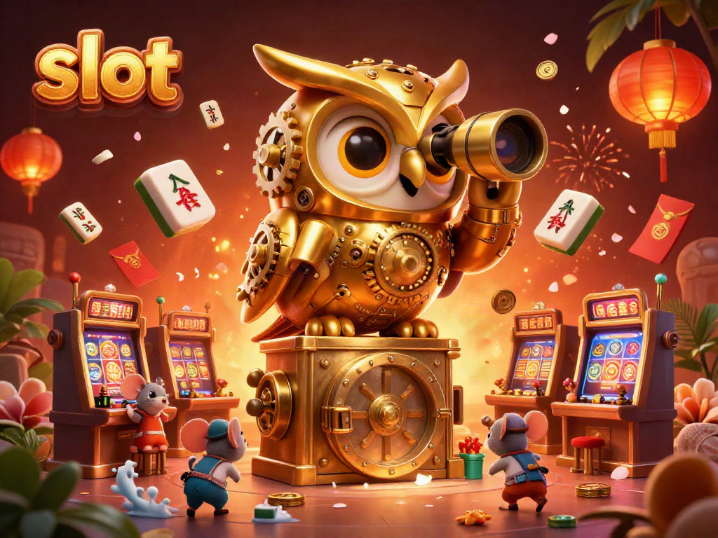 Experience thrilling slot action with this vibrant casino illustration featuring cartoon characters.
