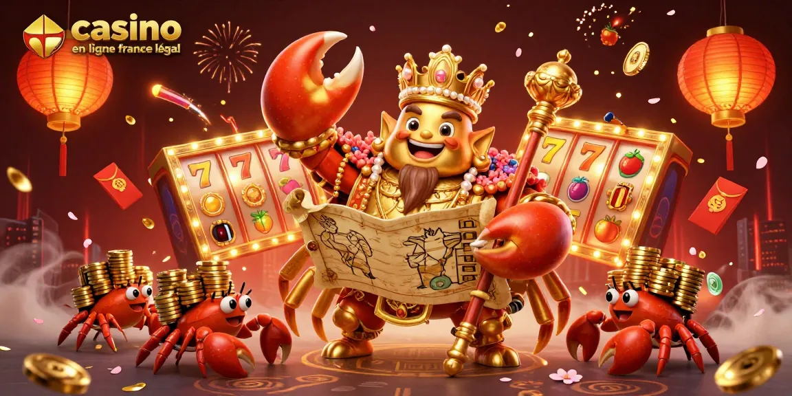 Profitez des jeux de casino en ligne légal en France avec une scène dynamique de crabes royaux et de machines à sous.