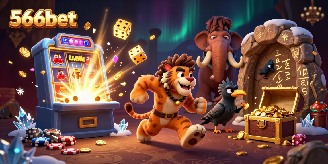 Experience 566bet with a lively 3D illustration featuring characters thriving in a dynamic casino setting.