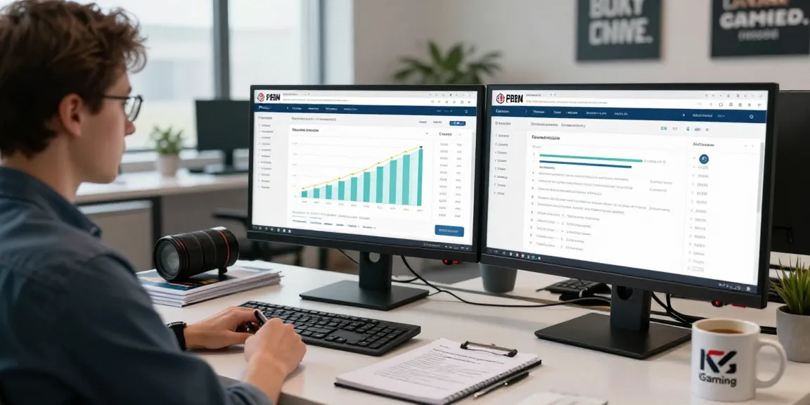 Optimized igaming PBN links displayed on dual monitors in a digital marketing workspace