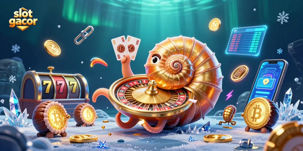 Engage with slot gacor action featuring an ancient nautilus, glowing ammonites, and vibrant cryptocurrencies.