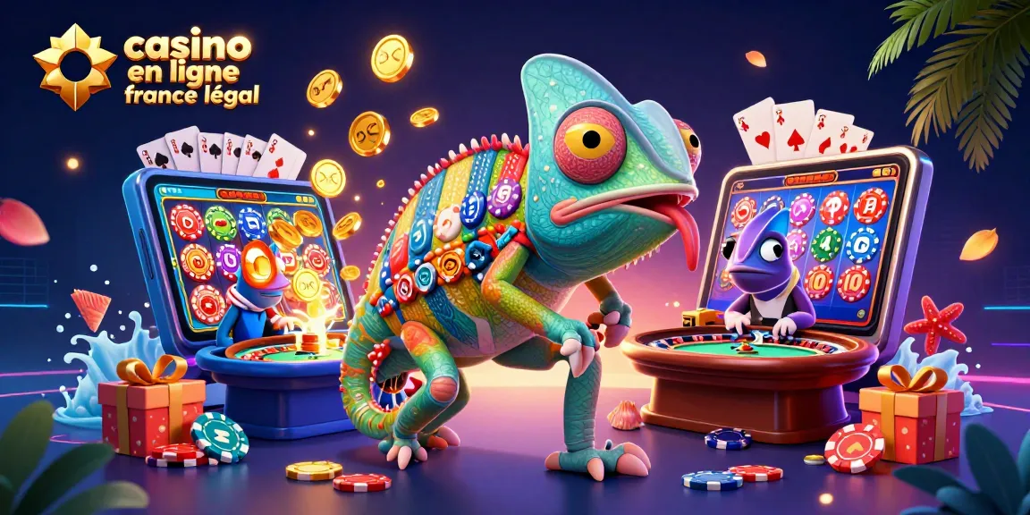 Jouer au casino en ligne France légal avec un caméléon coloré et des jeux dynamiques.