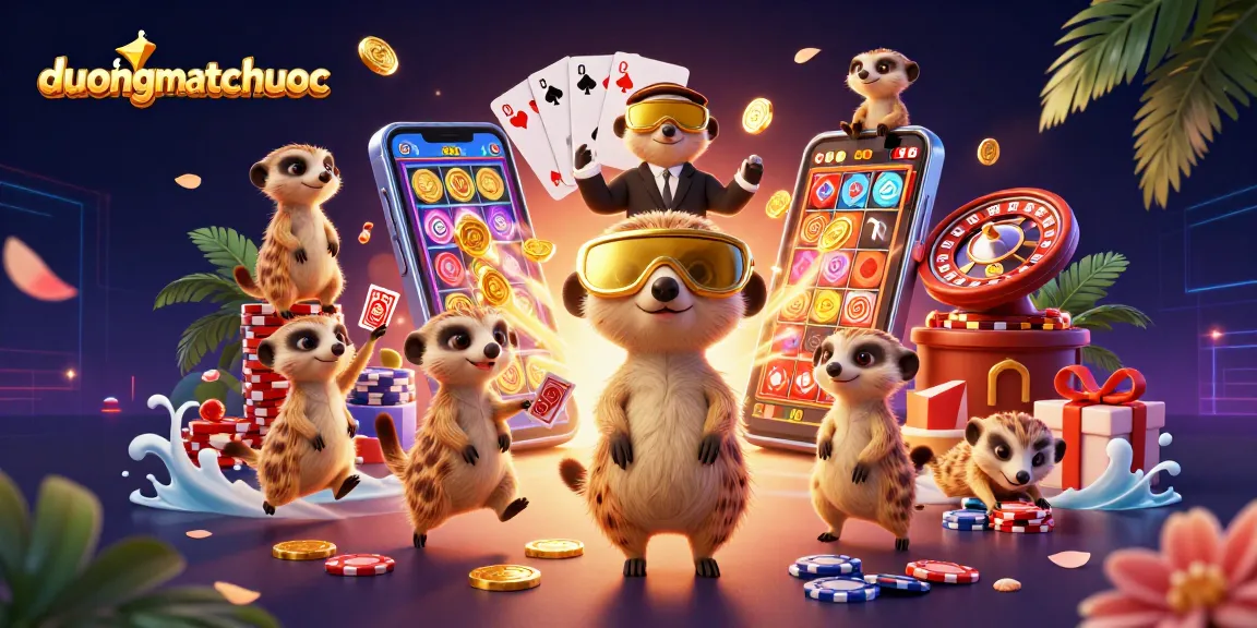 Engage with the thrilling duongmatchuoc casino experience featuring playful meerkats and vibrant gaming elements.