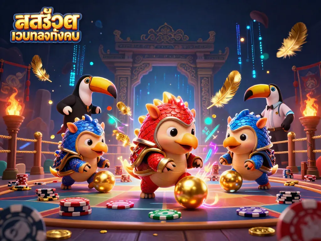 Experience the excitement of สล็อตเว็บตรงทั้งหมด with rival pangolins competing in a dynamic casino scene.