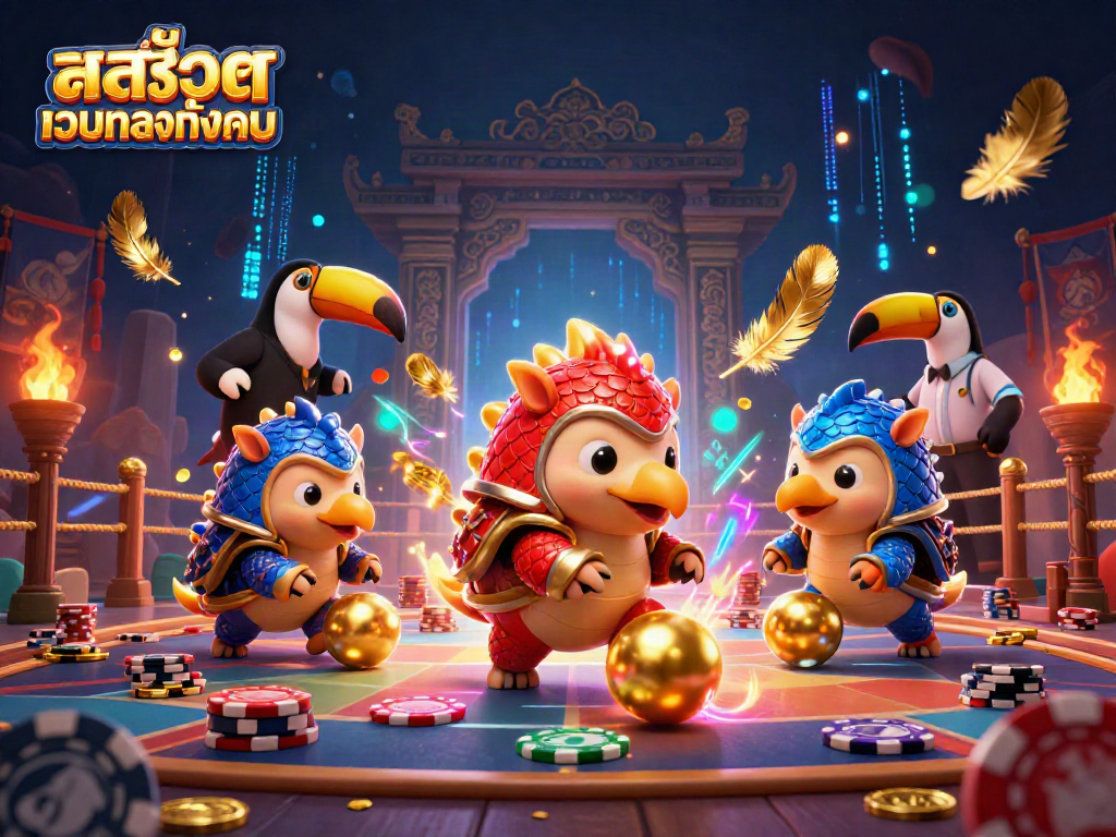 Experience the excitement of สล็อตเว็บตรงทั้งหมด with rival pangolins competing in a dynamic casino scene.