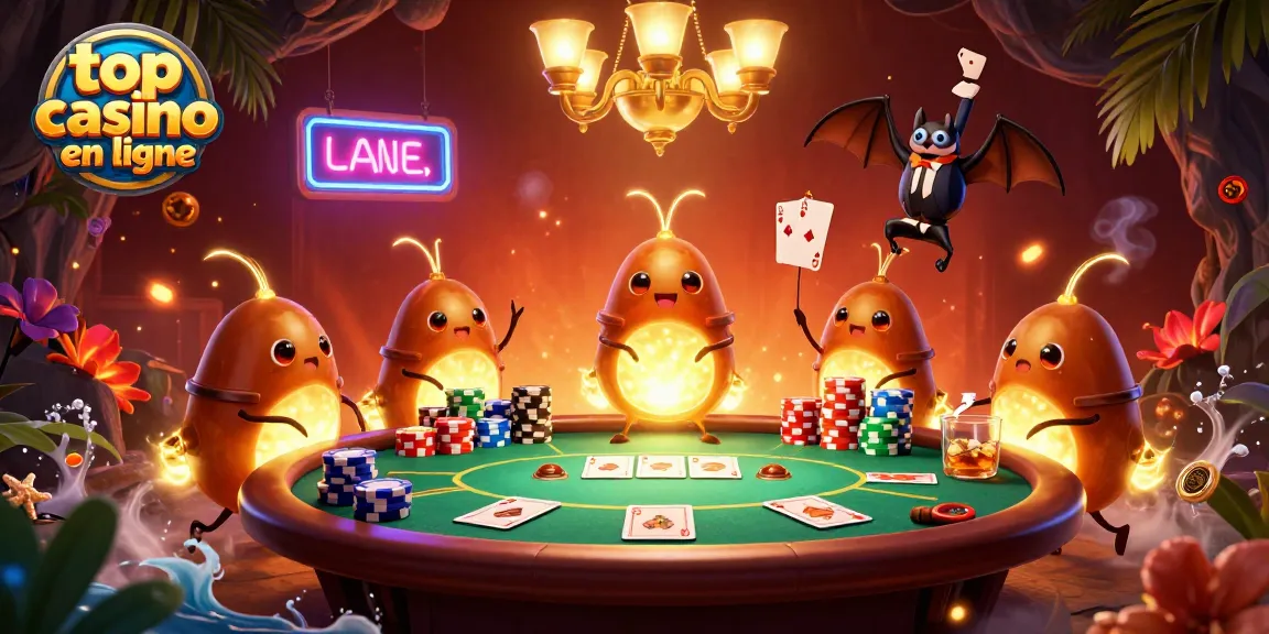 Illustration de l'équipe de glowworms illuminant un casino, représentant le top casino en ligne