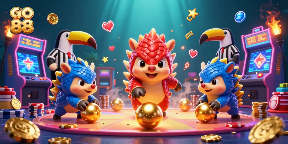 Experience the exciting go 88 action with pangolins bowling through poker chips and golden scales.