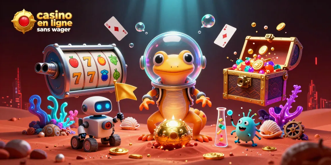 Gagnez avec le casino en ligne sans wager, où un gecko martien et un robot découvrent un casino d'or sous Mars.