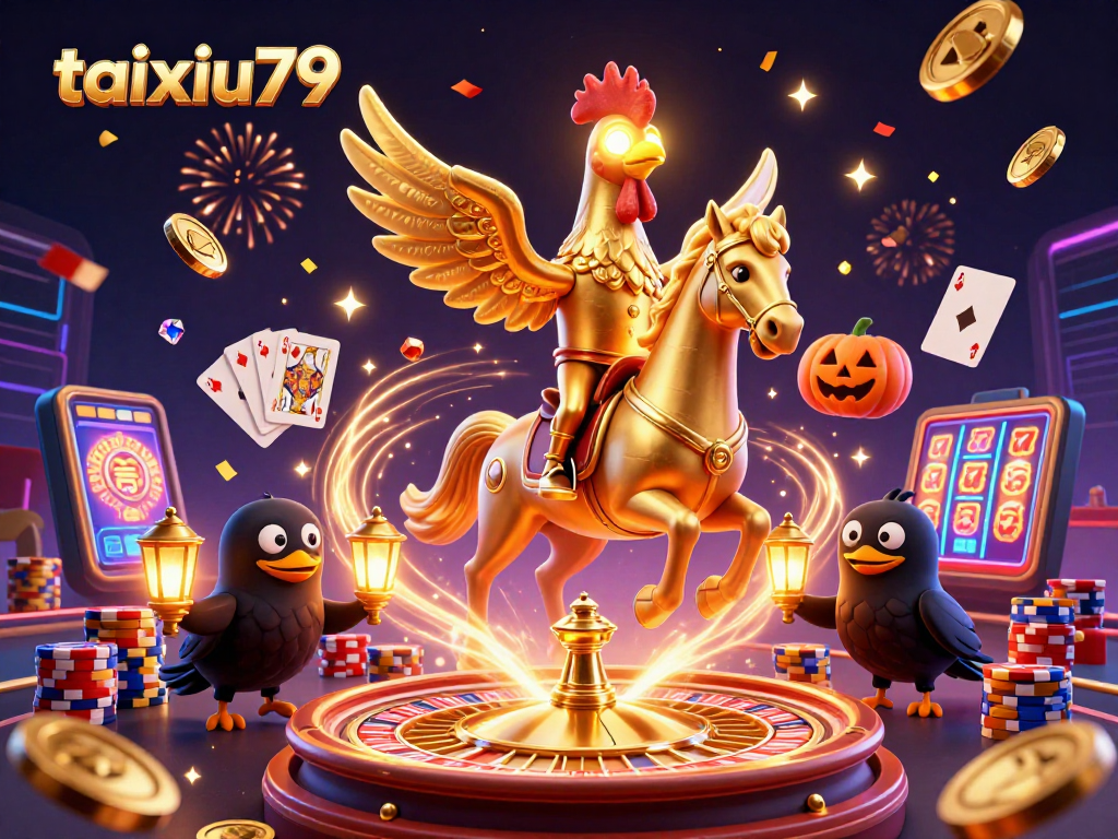 Engage in thrilling gameplay at taixiu79 with a golden rooster casino adventure featuring dazzling coins and games.